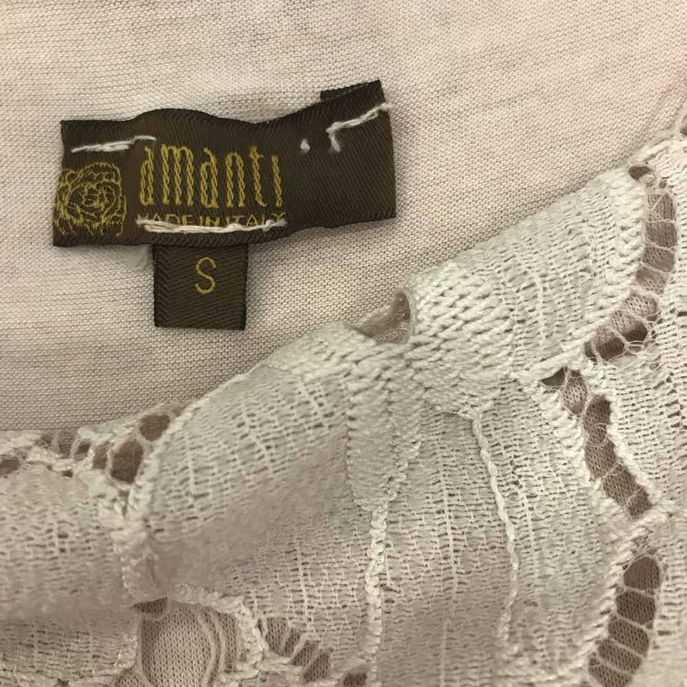Amanti 100% Silk Blouse Made in Italy Lace Trim Top Size Small - Picture 13 of 15